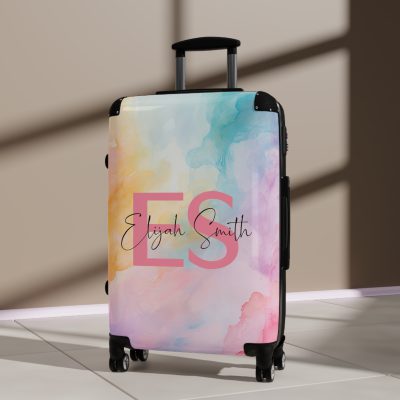 Pastel Watercolor Custom Suitcase - Tailored for you, adorned with pastel watercolors, a one-of-a-kind travel companion.