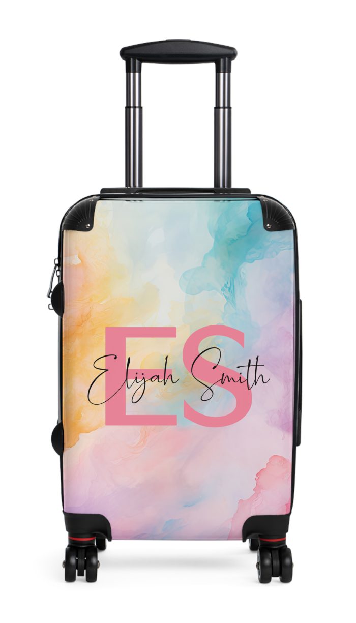 Pastel Watercolor Custom Suitcase - Tailored for you, adorned with pastel watercolors, a one-of-a-kind travel companion.