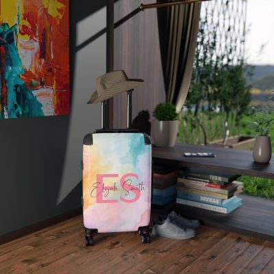 Pastel Watercolor Custom Suitcase - Tailored for you, adorned with pastel watercolors, a one-of-a-kind travel companion.