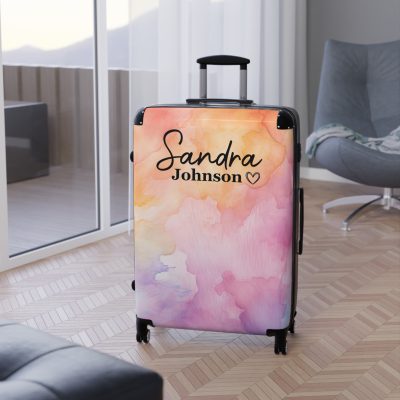 Pastel Watercolor Custom Suitcase - Tailored for you, adorned with pastel watercolors, a one-of-a-kind travel companion.