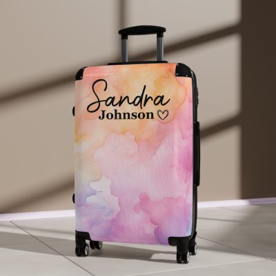 Pastel Watercolor Custom Suitcase - Tailored for you, adorned with pastel watercolors, a one-of-a-kind travel companion.