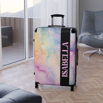 Pastel Watercolor Custom Suitcase - Tailored for you, adorned with pastel watercolors, a one-of-a-kind travel companion.