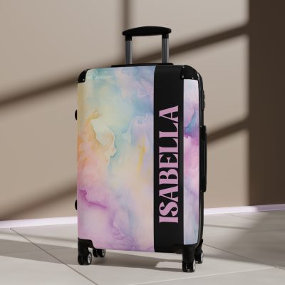 Pastel Watercolor Custom Suitcase - Tailored for you, adorned with pastel watercolors, a one-of-a-kind travel companion.