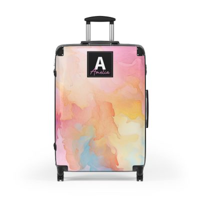 Pastel Watercolor Custom Suitcase - Tailored for you, adorned with pastel watercolors, a one-of-a-kind travel companion.