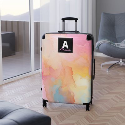 Pastel Watercolor Custom Suitcase - Tailored for you, adorned with pastel watercolors, a one-of-a-kind travel companion.