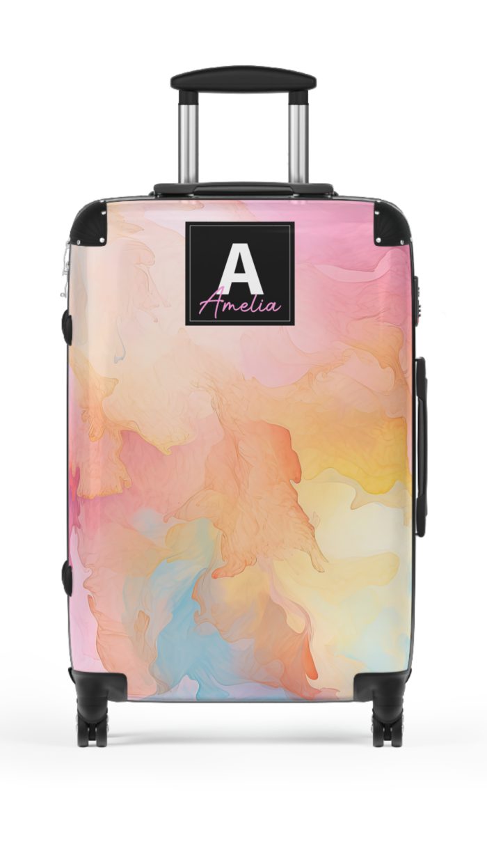 Pastel Watercolor Custom Suitcase - Tailored for you, adorned with pastel watercolors, a one-of-a-kind travel companion.