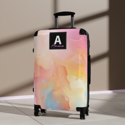 Pastel Watercolor Custom Suitcase - Tailored for you, adorned with pastel watercolors, a one-of-a-kind travel companion.