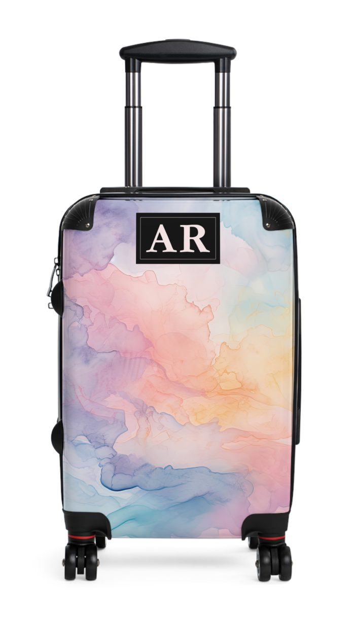 Pastel Watercolor Custom Suitcase - Tailored for you, adorned with pastel watercolors, a one-of-a-kind travel companion.