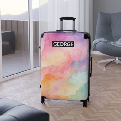 Pastel Watercolor Custom Suitcase - Tailored for you, adorned with pastel watercolors, a one-of-a-kind travel companion.