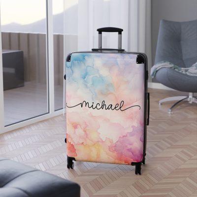 Pastel Watercolor Custom Suitcase - Tailored for you, adorned with pastel watercolors, a one-of-a-kind travel companion.