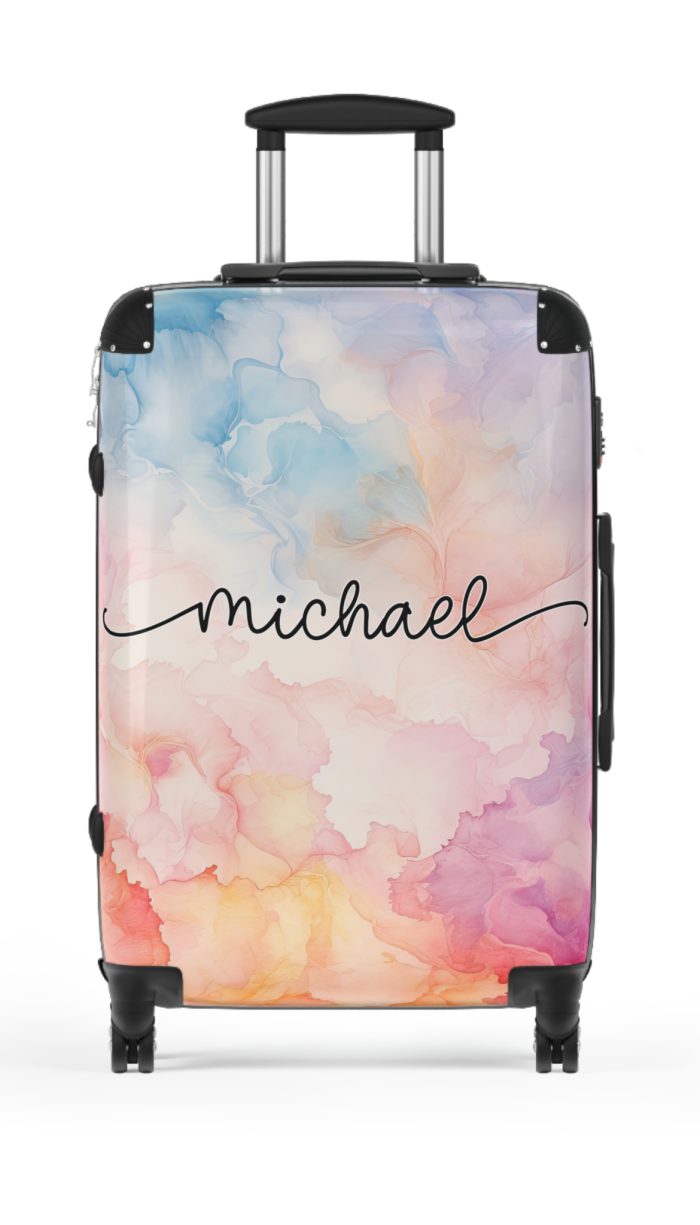 Pastel Watercolor Custom Suitcase - Tailored for you, adorned with pastel watercolors, a one-of-a-kind travel companion.