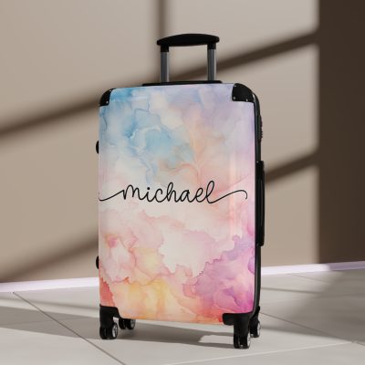 Pastel Watercolor Custom Suitcase - Tailored for you, adorned with pastel watercolors, a one-of-a-kind travel companion.