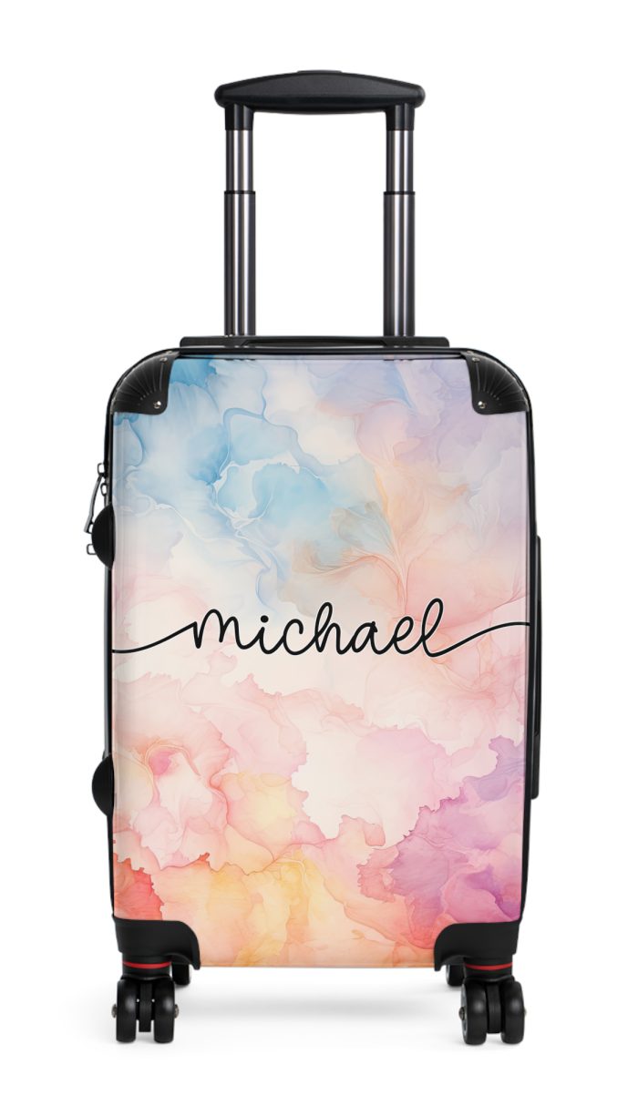 Pastel Watercolor Custom Suitcase - Tailored for you, adorned with pastel watercolors, a one-of-a-kind travel companion.