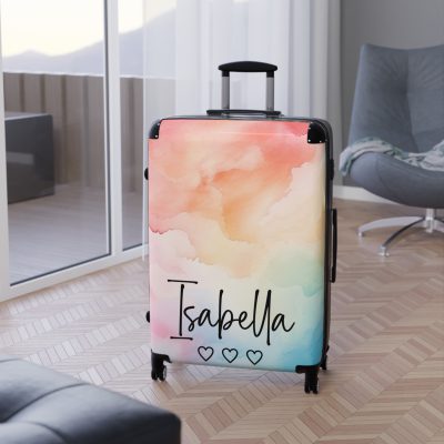 Pastel Watercolor Custom Suitcase - Tailored for you, adorned with pastel watercolors, a one-of-a-kind travel companion.