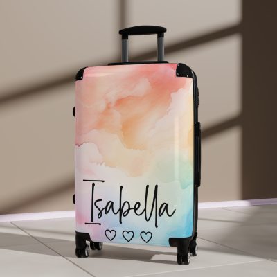 Pastel Watercolor Custom Suitcase - Tailored for you, adorned with pastel watercolors, a one-of-a-kind travel companion.