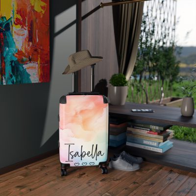 Pastel Watercolor Custom Suitcase - Tailored for you, adorned with pastel watercolors, a one-of-a-kind travel companion.