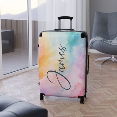 Pastel Watercolor Custom Suitcase - Tailored for you, adorned with pastel watercolors, a one-of-a-kind travel companion.