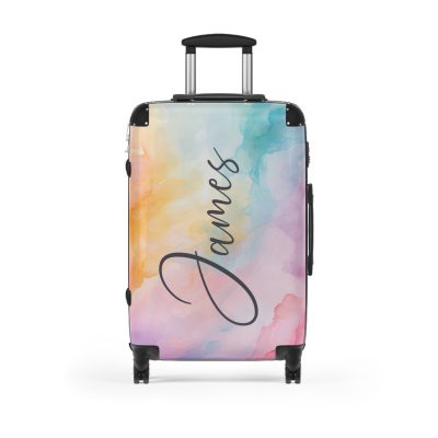 Pastel Watercolor Custom Suitcase - Tailored for you, adorned with pastel watercolors, a one-of-a-kind travel companion.