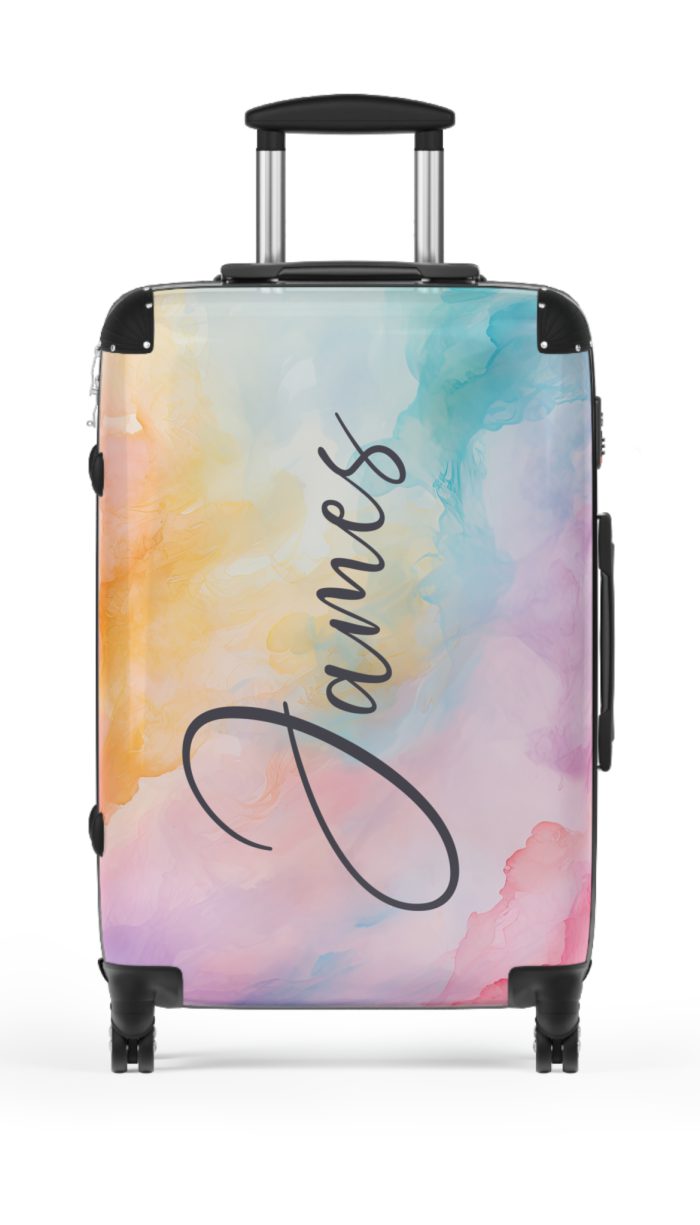 Pastel Watercolor Custom Suitcase - Tailored for you, adorned with pastel watercolors, a one-of-a-kind travel companion.