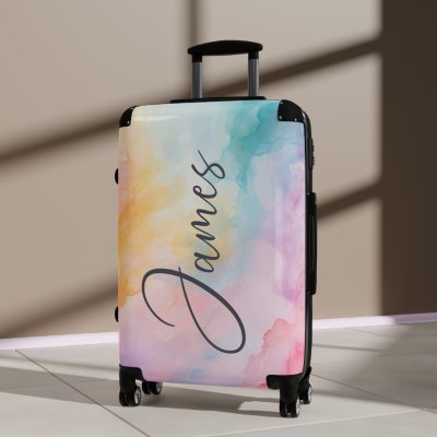 Pastel Watercolor Custom Suitcase - Tailored for you, adorned with pastel watercolors, a one-of-a-kind travel companion.