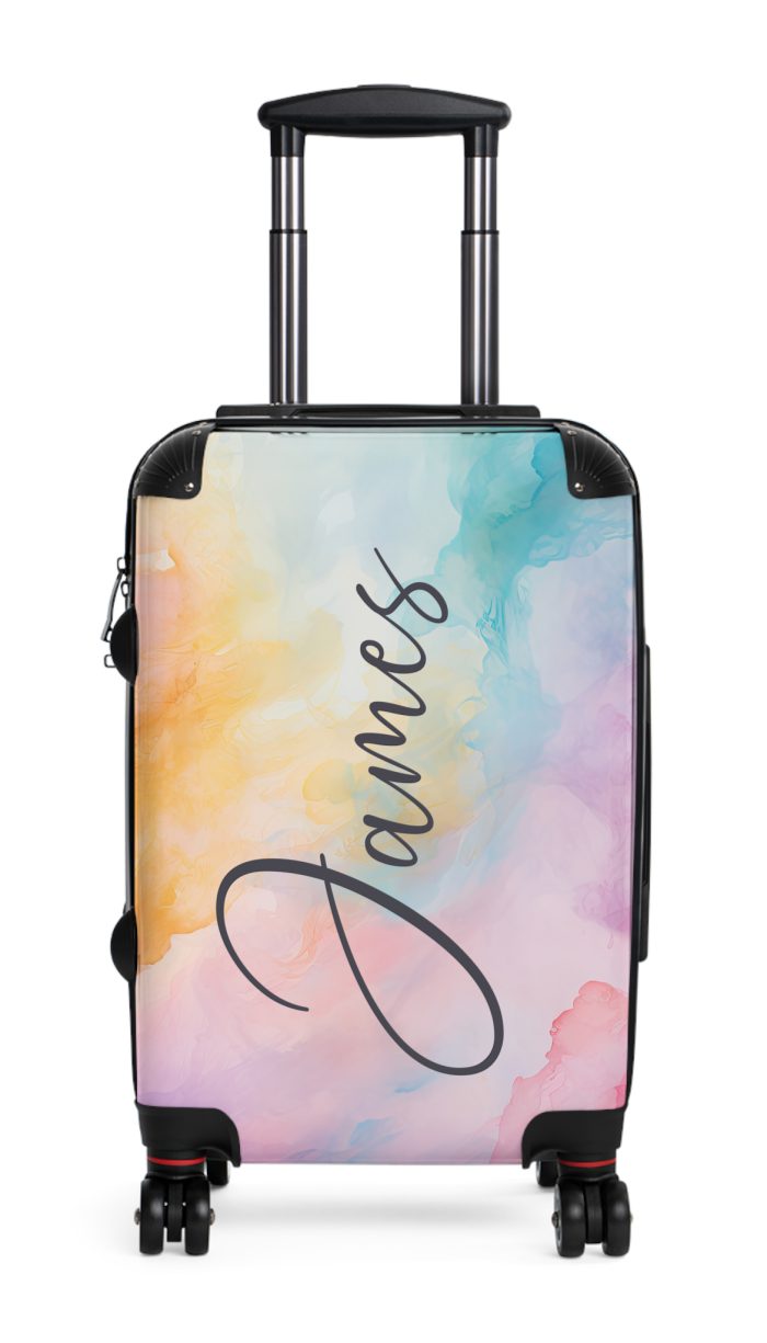 Pastel Watercolor Custom Suitcase - Tailored for you, adorned with pastel watercolors, a one-of-a-kind travel companion.