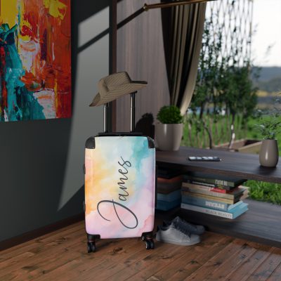 Pastel Watercolor Custom Suitcase - Tailored for you, adorned with pastel watercolors, a one-of-a-kind travel companion.