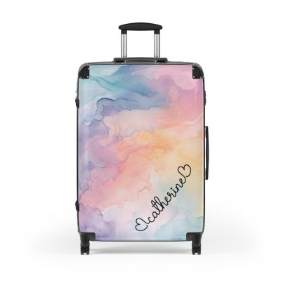 Pastel Watercolor Custom Suitcase - Tailored for you, adorned with pastel watercolors, a one-of-a-kind travel companion.