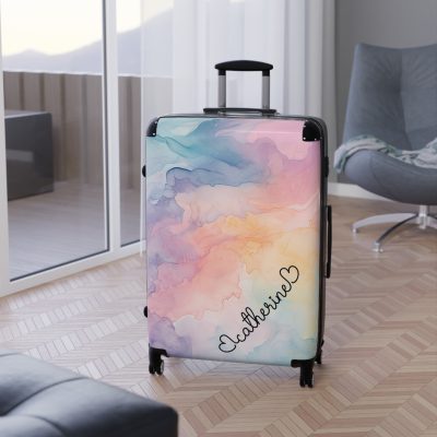 Pastel Watercolor Custom Suitcase - Tailored for you, adorned with pastel watercolors, a one-of-a-kind travel companion.