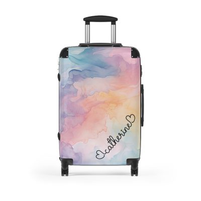 Pastel Watercolor Custom Suitcase - Tailored for you, adorned with pastel watercolors, a one-of-a-kind travel companion.