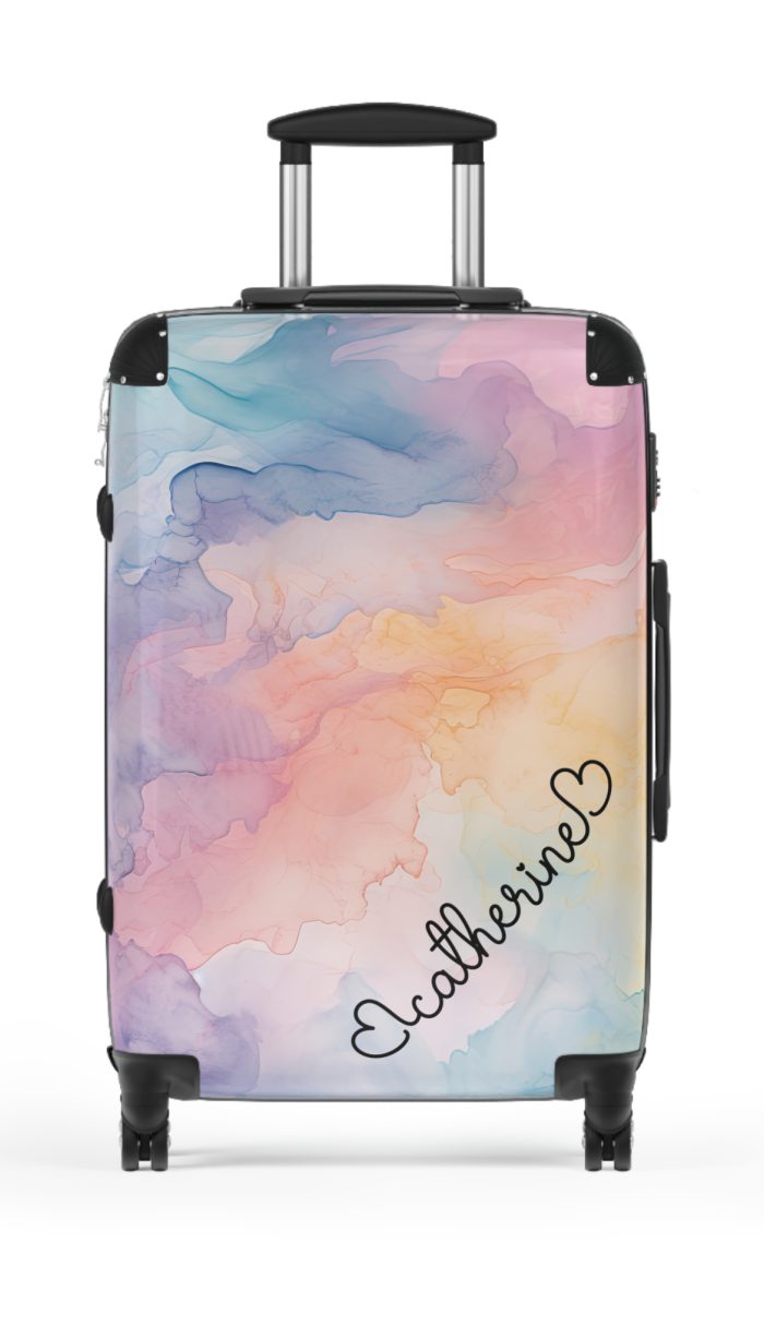 Pastel Watercolor Custom Suitcase - Tailored for you, adorned with pastel watercolors, a one-of-a-kind travel companion.