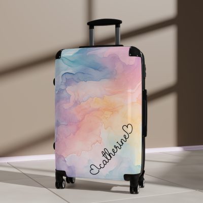 Pastel Watercolor Custom Suitcase - Tailored for you, adorned with pastel watercolors, a one-of-a-kind travel companion.