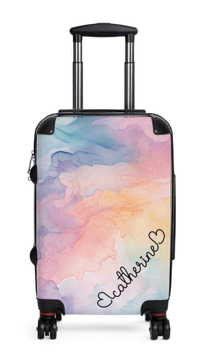 Pastel Watercolor Custom Suitcase - Tailored for you, adorned with pastel watercolors, a one-of-a-kind travel companion.