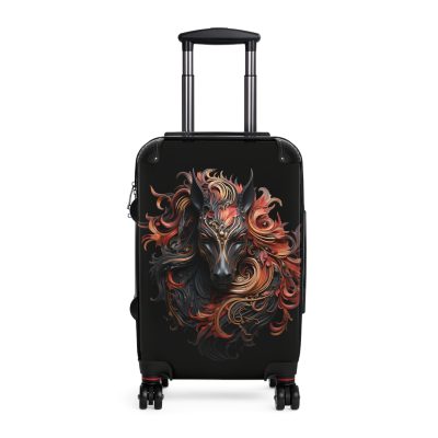 Elegant gothic black horse suitcase, a timeless and stylish travel essential. Crafted for durability and sophistication, it's the perfect travel companion for the discerning adventurer.