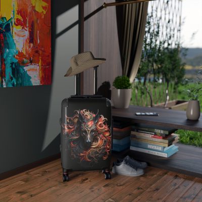 Elegant gothic black horse suitcase, a timeless and stylish travel essential. Crafted for durability and sophistication, it's the perfect travel companion for the discerning adventurer.