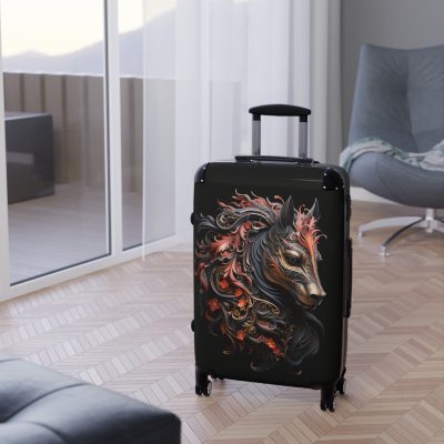 Elegant gothic black horse suitcase, a timeless and stylish travel essential. Crafted for durability and sophistication, it's the perfect travel companion for the discerning adventurer.