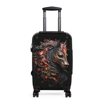 Elegant gothic black horse suitcase, a timeless and stylish travel essential. Crafted for durability and sophistication, it's the perfect travel companion for the discerning adventurer.