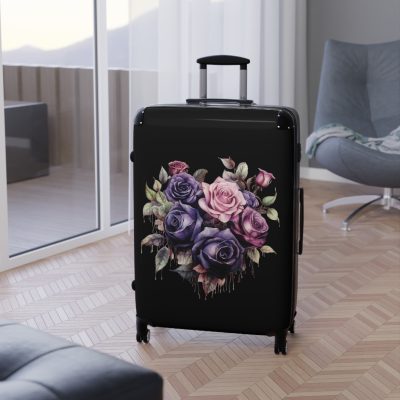 Romantic gothic rose suitcase, a stylish and enduring travel essential. Crafted with intricate rose designs, it's the perfect companion for those who seek elegance on the go.