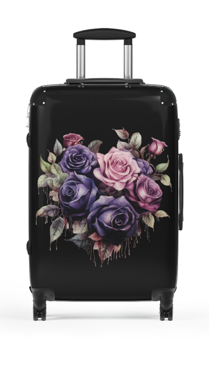 Romantic gothic rose suitcase, a stylish and enduring travel essential. Crafted with intricate rose designs, it's the perfect companion for those who seek elegance on the go.