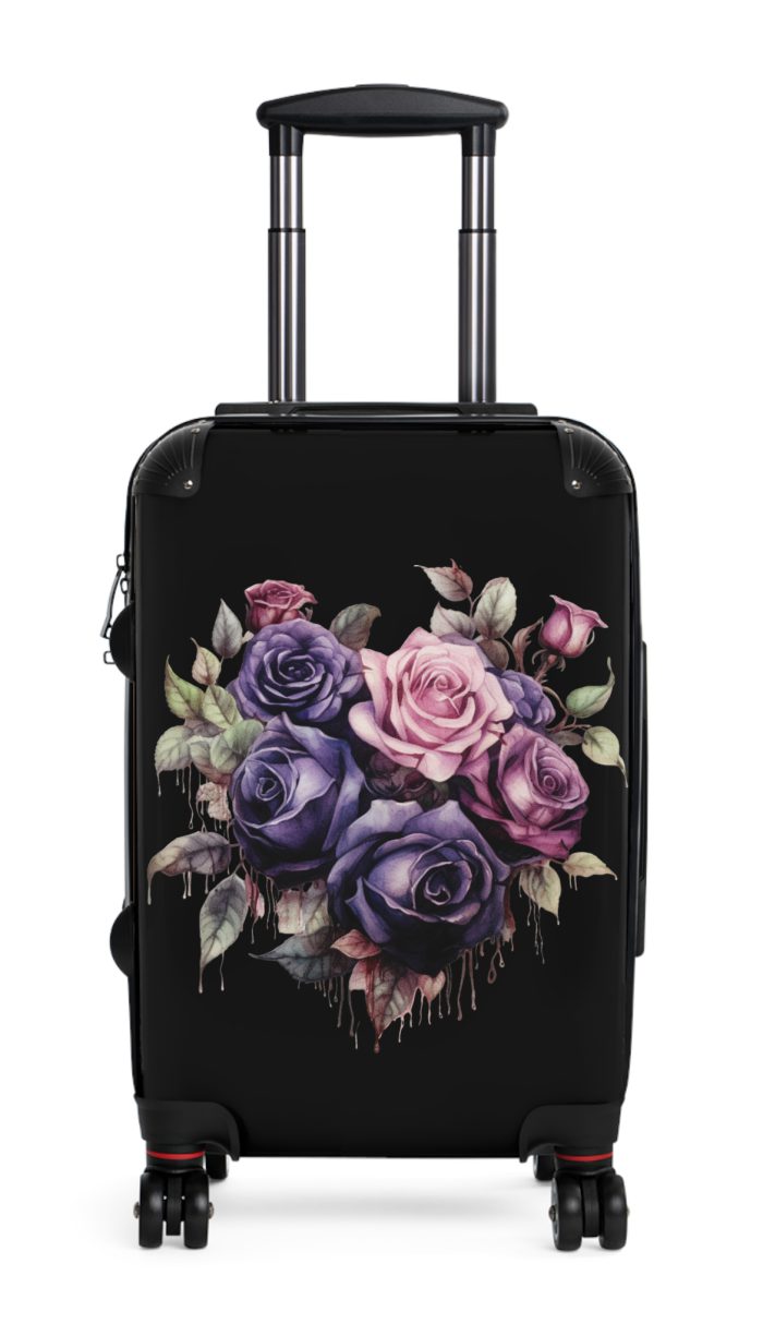 Romantic gothic rose suitcase, a stylish and enduring travel essential. Crafted with intricate rose designs, it's the perfect companion for those who seek elegance on the go.