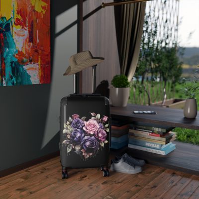 Romantic gothic rose suitcase, a stylish and enduring travel essential. Crafted with intricate rose designs, it's the perfect companion for those who seek elegance on the go.