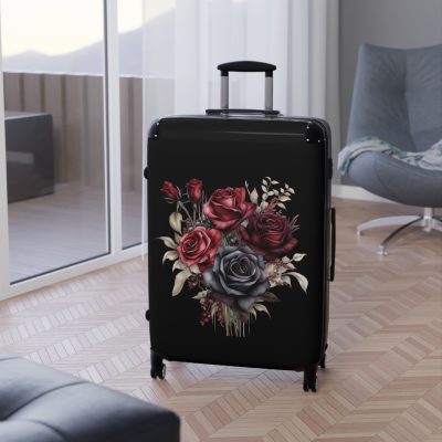 Romantic gothic rose suitcase, a stylish and enduring travel essential. Crafted with intricate rose designs, it's the perfect companion for those who seek elegance on the go.