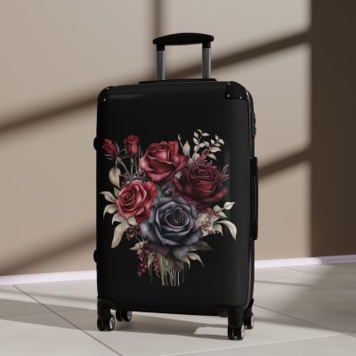 Romantic gothic rose suitcase, a stylish and enduring travel essential. Crafted with intricate rose designs, it's the perfect companion for those who seek elegance on the go.