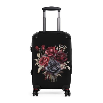 Romantic gothic rose suitcase, a stylish and enduring travel essential. Crafted with intricate rose designs, it's the perfect companion for those who seek elegance on the go.