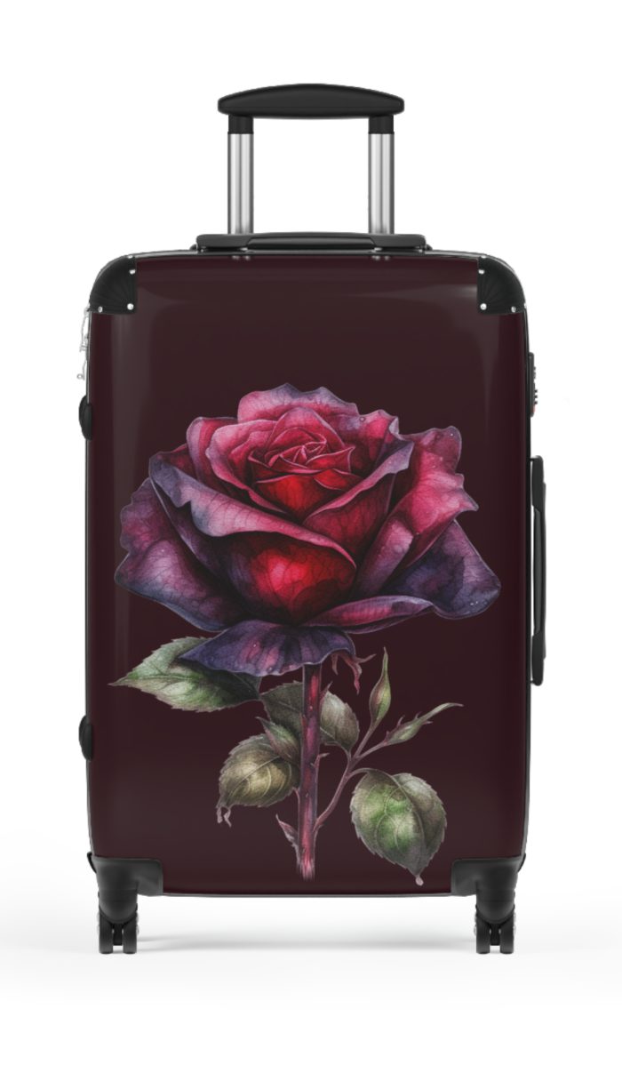 Romantic gothic rose suitcase, a stylish and enduring travel essential. Crafted with intricate rose designs, it's the perfect companion for those who seek elegance on the go.