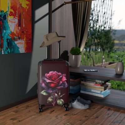 Romantic gothic rose suitcase, a stylish and enduring travel essential. Crafted with intricate rose designs, it's the perfect companion for those who seek elegance on the go.