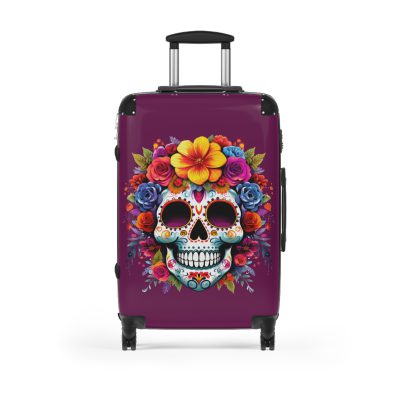 Edgy sugar skull suitcase, a bold and vibrant travel companion. Crafted for durability and adorned with rebellious sugar skull designs, it's perfect for those who embrace a touch of edge on the go.