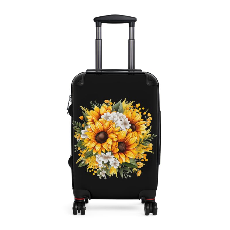 Floral sunflower daisy suitcase, a stylish and enduring travel companion. Crafted with vibrant sunflower and daisy designs, it's the perfect luggage for those who seek elegance on the go.