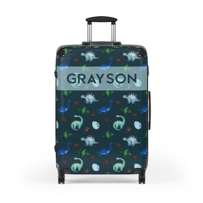 Dinosaur Custom Suitcase - Unleash your style with a personalized travel companion adorned with roaring dinosaurs.