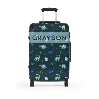 Dinosaur Custom Suitcase - Unleash your style with a personalized travel companion adorned with roaring dinosaurs.