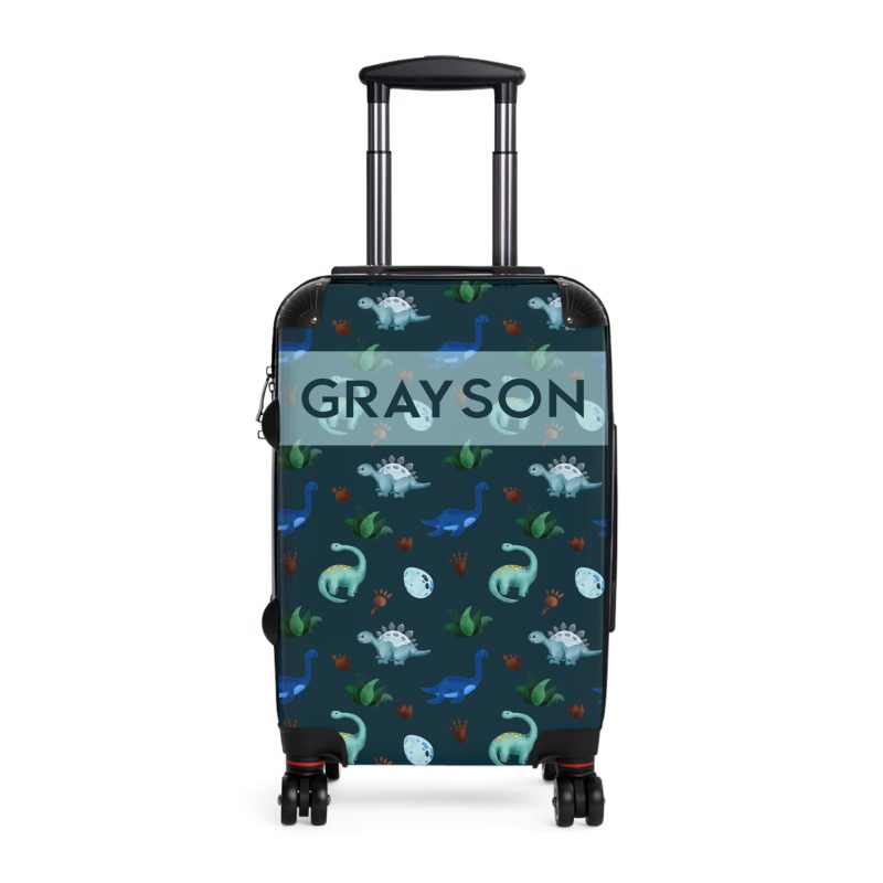 Dinosaur Custom Suitcase - Unleash your style with a personalized travel companion adorned with roaring dinosaurs.